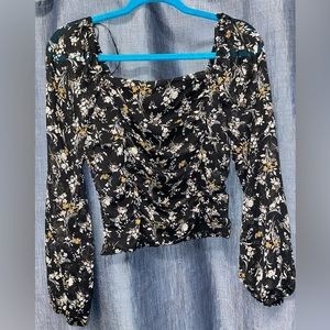 Black floral blouse